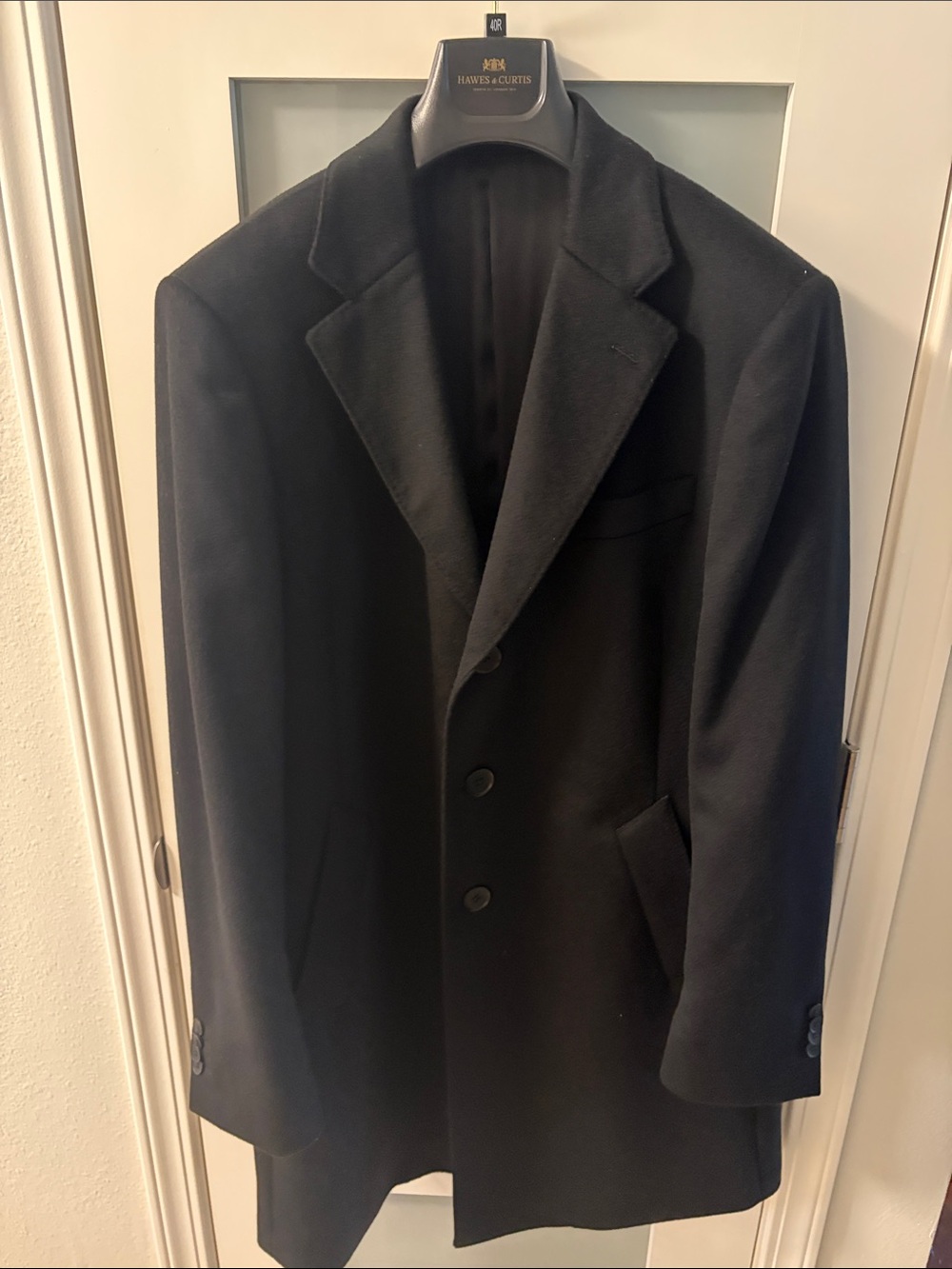 Men's Black Wool Overcoat Blazer - Classic Tailored Look